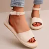 Sandaler Summer Women's Flat Fashion Open Toe Ankle Strap Causal Shoes for Women Outdoor Plus Size Light Sandalias de Mujer