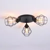 Ceiling Lights Vintage Semi Flush Mount Industrial Black Metal Cage Light Fixture For Hallway Stairway Kitchen Bedroom Adjustable