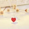 Ism Necklace Simple Love Oil Dripping Enamel Red Blue Pink Three Color Heart-shaped T Necklace Clavicle Chain Women's Jewelry