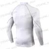 Homens camisetas Homens Musculação Esporte T-shirt Quick Dry Running Camisa Manga Longa Compressão Top Ginásio Camiseta Homens Fitness Apertado Rashgard T231121