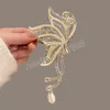 Fashion Butterfly Hair Claw Rhinestone Pearls Hair Clips For Women And Girl Ponytail Claw Clip Hair Accessories Gifts