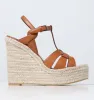 22S varumärke Lady Wedges Tribute Leather Wedge Espadrille Sandaler Women Wedge Sandal High Heels Shoes Luxur Design