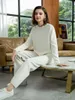 Womens Two Piece Pants 2piece womens knitted track suit Oneck sweatergrandmas pants sweater set 231120