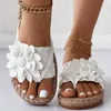 Sandals Women Flower Flat Flip Flops Boho Style Braided Band Fashion Open Toe Shoes Casual Non Slip Slides