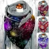 Scarves Autumn And Winter Women's Plush Cashew Nut Christmas Snowflake Starry Sky Flower Grey Print Extended Button Neck