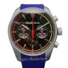 Sailing Male Watch All Steel Case Quartz Chronograph Movement Blue Leather Strap Mens Clock 43mm Wristwatch