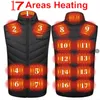 Gilets pour hommes Chaud 17 zones USB gilet chauffant veste électrique homme gilet de chauffage extérieur S-6XL hiver chasse chauffage vêtements femmes gilet thermique 231115