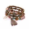 Strand Ethnic Different Style Elephant Tree of Life Tassel Chain Armband Set For Women Pärlad charmarmband Bangles smycken