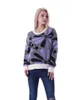 Kobiety kwiatowy nadrukowany swetra z dzianiny o szyi moda z długim rękawem Ruched spliced ​​pullover top żeńska nowa miękka ciepła skok