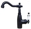 Keuken kranen zwarte olie gewreven messing single handle swivel tuit gootsteen kraan koude mixer tap asf108