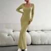 Damochic Long Dresses Women Maxi Casual Ladies Sexy Party Club Night Dress Long Sleeve Fall Full Length Scoop Dupe Skims Dress