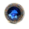 Brooches Gorgeous Vintage Large Blue Rhinestone Round Shaped Broaches Circular Pins For Special Occasions Birthday Valentine Mother's