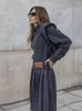 Swetry damskie ciemnoszary golf elegancki długie rękaw damskie skoczki robocze moda luźna kobietę streetwear pullover jesienne eleganckie eleganckie