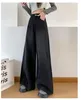Kvinnors jeans kvinnor grå svart bred ben baggy denim byxa plus storlek hög midja y2k harajuku casual bf pojkvän lös rak koreanska