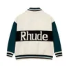 Designer Clothing Casual Coats RHUDE Striped Polo Neck Pullover Sweater Spring New Loose Relaxed Couple Knitwear Trend Outerwear sports windbreaker sportswear