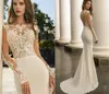 Sexy 2024 Women Wedding Dress Lace Appliques Long Illusion Sleeves Mermaid Sweep Train Beach Women Bridal Gowns Vestidos De Noiva Customed