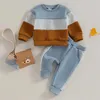 Set di abbigliamento Bambino Neonato 2 pezzi Tuta autunnale Completo Top con colori a contrasto e pantaloni elastici in vita Piccoli vestiti carini