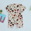 Rompers Summer Kind Shodler Kids Baby Rompers Boy Girl Girl Cactus print Ribbed с коротким рукавом Oneck Jumpsuits Компания. Одежда 230421