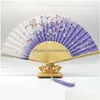 Party Favor Silk Folding Fan Party Favor Chinese Japanese Pattern Art Craft Gift Home Decoration Ornaments Dance Hand Fans Drop Delive Dh5O8