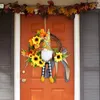 Ghirlande di fiori decorativi Natale per porta d'ingresso Ghirlanda di bosso Borsa piccola Simulazione Girasole Bambola senza volto Ghirlanda Raccolti autunnali Fe