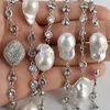 Kedjor Kvinnors 39 '' 16x21mm White Keshi Pearl Chain Necklace