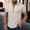 Männer Casual Hemden Ankünfte 2023 Männer Hemd Vintage Baumwolle Leinen Herren Weiß Schwarz V-ausschnitt Sommer Kurzarm Tops Roupas femininas