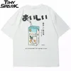 T-shirts pour hommes Tshirt Hip Hop 2023 hommes Japonais Kanji Lettre de boisson imprimé broderie T-shirt Streetwear Harajuku Summer Summer à manches