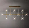 Kronleuchter Glaskugel Linear Modern Retro LED Klare Kugel Messing Chrom Schwarz Lampen Glanz Wohnzimmer Esszimmer Lichter Dekor