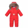 Jumpsuits -30 Russia Winter Kids Boys Snowsuit Jumpsuit Baby warm Duck Down Jackets for Girls Overall Children parka real Fur Rompers Y6 231120