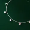 Anklets Anenjery Round Delicate Zircon Charm Anklet för kvinnor armband Enkel modesmycken grossist