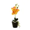 Flores decorativas Planta artificial creativa Resistente a los rayos UV 3 cabezas Simulación Bonsai Flor de orquídea de seda sintética en maceta romántica para boda