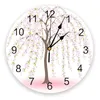 Horloges murales prunier branche marron rose salon horloge ronde maison chambre cuisine décoration silencieuse