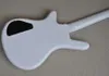 Guitare basse électrique blanche à 4 cordes avec incrustations de blocs noirs Offre de matériel chromé Logo / Couleur Personnaliser