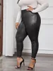 Hosen Damen Plus Größe 4XL Pailletten Bleistift 2023 Herbst Winter Vintage Elastische Taille Büro Damen Große Übergroße Kleidung