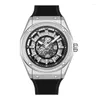 Wristwatches HANBORO Mens Luxury Watches 42mm Automatic Watch Skeleton Mechanical Wristwatch 50M Waterproof Luminous Miyoto 8215 Rubber