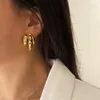 Dangle Earrings Famous Designer Brand Metal Rivet Curved Gold Earring Woman Luxury Jewelry Exquisite Gift Trendy