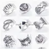 Cluster Rings BK Lots 50pcs Punk Vintage Metal Size 1620 Women Men Men Fashion Hip Hop Rock Butterfly Bear Sipder Cool Friend Pa Dhgarden Dhtsg