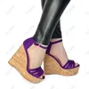 Olomm New chegada Plataforma feminina sandálias Sexy Custas Saltos abertos do pé de Fuchsia Sapatos de festa roxa Mulheres usam mais tamanho 5-20