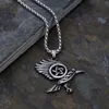 Pendentif Colliers Vintage en acier inoxydable Viking Crow Raven Collier Mâle Nordique Odin Celtics Noeud Punk Style Star Bijoux