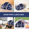 Dinnerware Japanese Drawstring Lunch Box Bag Leakproof Travel Containers Rope Cotton Linen Supply Miss