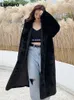 Women's Fur Faux Fur Lautaro Winter Long Loose Casual Windproof Soft Thick Warm Fluffy Green Black Faux Fur Coat Women with Hood Furry Overcoat 2023L231121