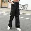Pantalon Femme Cargo Femmes Taille Haute Casual Large Jambe Baggy Tan Pour Leggings Flare Femmes Lâche