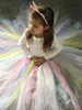 Jupes Filles Pastel Long Tutu Enfants À La Main Danse Tulle Pettiskirts Jupons Enfants Anniversaire Fête De Noël Costume 230420