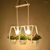 Pendant Lamps Modern Simple Wooden E27 Holder Led 3 Kinds Wrought Iron Plant Pot Bar Restaurant Creative Hanging