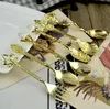 Ensembles de vaisselle 6 pièces/ensemble Vintage Style Royal Bronze sculpté petits outils à café vaisselle couverts de cuisine barre à manger SN2300