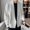 Men's Sweaters Double-Breasted Cardigan Sweater Men Spring Clothes Knitted Coat Pure Color Casual Slim Fit Brand