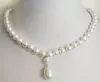 Choker Woman Jewelry Necklace 3mm 4mm 5mm - 14mm Round Bead Bright White Natural SOUTH SEA SHELL PEARL 15mm Pendant 18'' 45cm