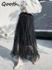 Röcke Qooth Frauen Tüll Kuchen Mesh Rock Elegante Elastische Taille Fee Lange A-line Tutu Für Frühling Sommer QT2138