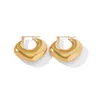 Hoop Earrings 2023 Hollow Light Weight Chunky Gold Plated For Women Minimalist Stainless Steel Waterproof Tarnish