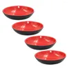Plates Red And Black Round Sauce Dishes Dipping Bowls Melamine Seasoning Dish Appetizer